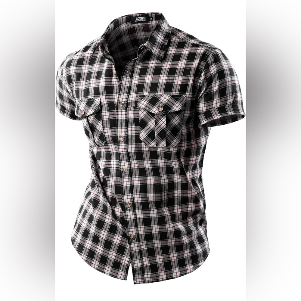 Mens Western Cowboy Plaid Shirts Casual Button Down Short Sleeve*Sz M*Brans New*